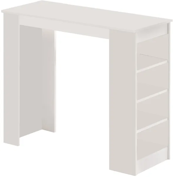 NORDVÄRK ST1 Stół barowy z 3 półkami - biały melamin (120x51,6)