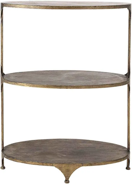 CREATIVE COLLECTION Stół barowy - metal w kolorze mosiądzu, z 2 półkami, owalny