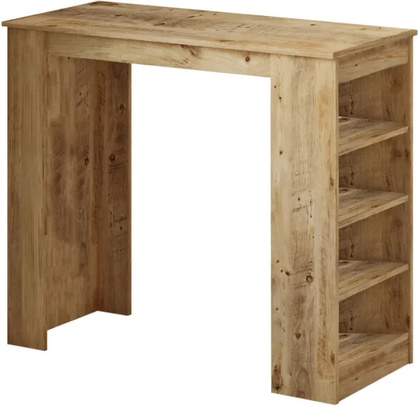 NORDVÄRK ST1 Stół barowy, z 3 półkami - naturalny melamin (120x51.6)