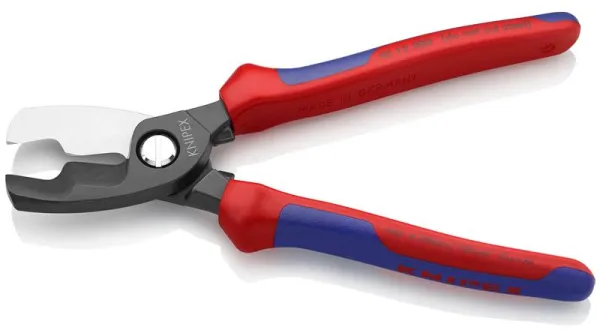 Knipex Nożyce do kabli z podwójnym ostrzem, brązowione, z uchwytem wielokomponentowym 200 mm
