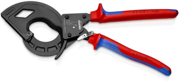 Knipex Nożyce do kabli (zasada zapadkowa, 3-biegowe) czarne atramentowane, z uchwytami wielokomponentowymi 320 mm