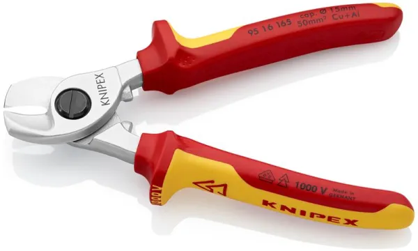Knipex Nożyce do kabli chromowane, zatwierdzone przez VDE 165 mm