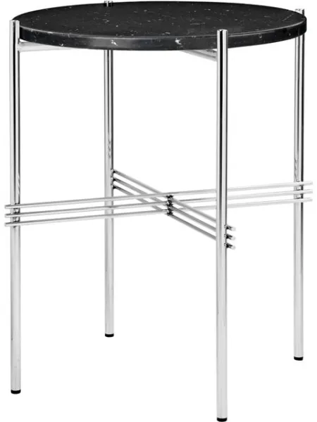 GUBI TS Stolik boczny Okrągły Ø40 Polerowana stal/Black Marquina Marmur