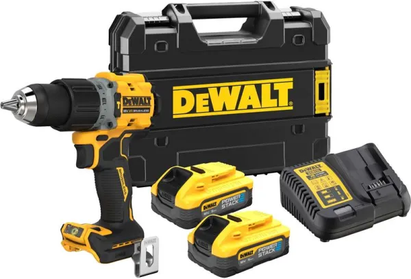 DeWalt 18V XR bezszczotkowa wiertarko-wkrętarka udarowa - 2 x akumulatory Powerstack 5Ah