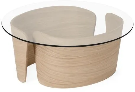 Sibast Furniture No 7 stolik kawowy Ø70 niski bielony dąb/szkło
