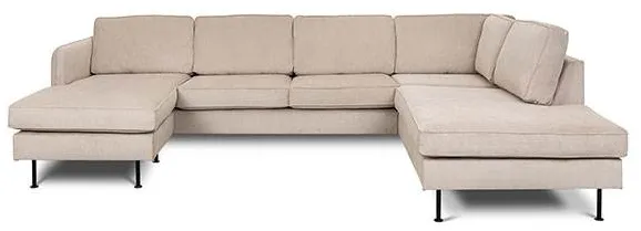 Sofa Læsø z szezlongiem i otwartym końcem - 288 x 210 cm - beżowy aksamit - Lewostronna