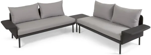 Zaltana, Zestaw sof ogrodowych, czarny, aluminium